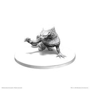 D&D Nolzur's Marvelous Miniatures: Barghest - Gray resin miniature of a snarling, wolf-like Barghest crouching on all fours on a round base.