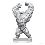 Pathfinder Battles Deep Cuts: Living Landslide & Living Wildfire - Gray stone creature miniature with muscular, cracked rock texture and raised fists on round base.