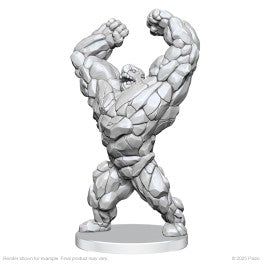 Pathfinder Battles Deep Cuts: Living Landslide & Living Wildfire - Gray stone creature miniature with muscular, cracked rock texture and raised fists on round base.