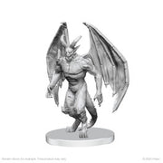 Pathfinder Battles Deep Cuts: Gargoyle & Shae - Gray plastic miniature of a muscular gargoyle with large outstretched wings and clawed feet on a round base.