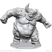 Pathfinder Battles Deep Cuts: Sordesdaemon (Pollution Daemon) - Unpainted gray plastic miniature of a muscular, monstrous demon with one large horn, textured skin, and a menacing pose on a
