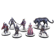 D&D Legend of Drizzt 35th Anniversary: Family & Foes Boxed Set - Seven detailed Dungeons & Dragons character miniatures including armored warriors, a robed mage, a regal figure in a pink.