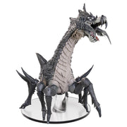 D&D: Icons of the Realms: Spiderdragon Boxed Miniature - Detailed gray and beige spiderdragon miniature with six legs, spiked tail, and open mouth on round base.