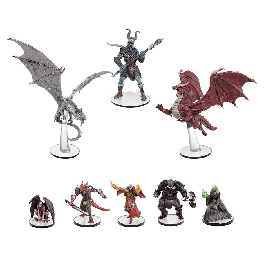 D&D Icons of the Realms: Return of the Dragons Booster - Seven detailed miniature figures featuring fantasy creatures and characters including two dragons, armored warriors, and.