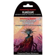 D&D Icons of the Realms: Planescape: Adventures in the Multiverse Booster - D&D Planescape Adventures in the Multiverse booster pack with fantasy landscape and spiked helmet figure on purple and.