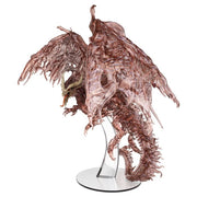 D&D: Icons of the Realms: Red Ghost Dragon - Red translucent dragon miniature with tattered wings and detailed scales on a clear display stand.