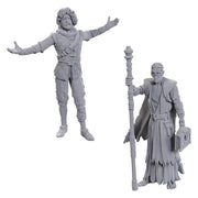 D&D Nolzur's Marvelous Miniatures: Special Edition Baldur's Gate 3: Volo & Withers - One standing with arms wide open wearing layered armor and detailed clothing, the other holding a tall staff and carrying a.