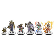 Pathfinder Battles: Iconic Heroes XI Boxed Set - Set of six detailed Pathfinder miniatures in colorful fantasy armor and robes, each posed uniquely on clear round bases.