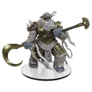 Pathfinder Battles Miniatures: Gholdako Boxed Miniature (PREORDER) - Blue-skinned humanoid creature miniature wrapped in tattered white bandages with gold armor and a large hooked weapon.