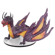 Pathfinder Battles Miniatures: Yamaraj Boxed Miniature (PREORDER) - Purple dragon miniature with orange wings and yellow underbelly on a round base.