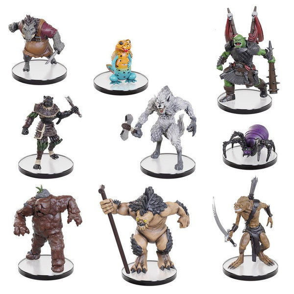 Pathfinder Battles: Wrath of the Wild Blind Box (PREORDER) - Set of nine detailed Pathfinder Battles miniatures featuring fantasy creatures and warriors with varied poses, colors, and.