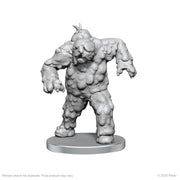 Pathfinder Battles Deep Cuts: Mudwretch & Buso - Gray unpainted miniature of a bulky, mud-covered humanoid figure on a round base.