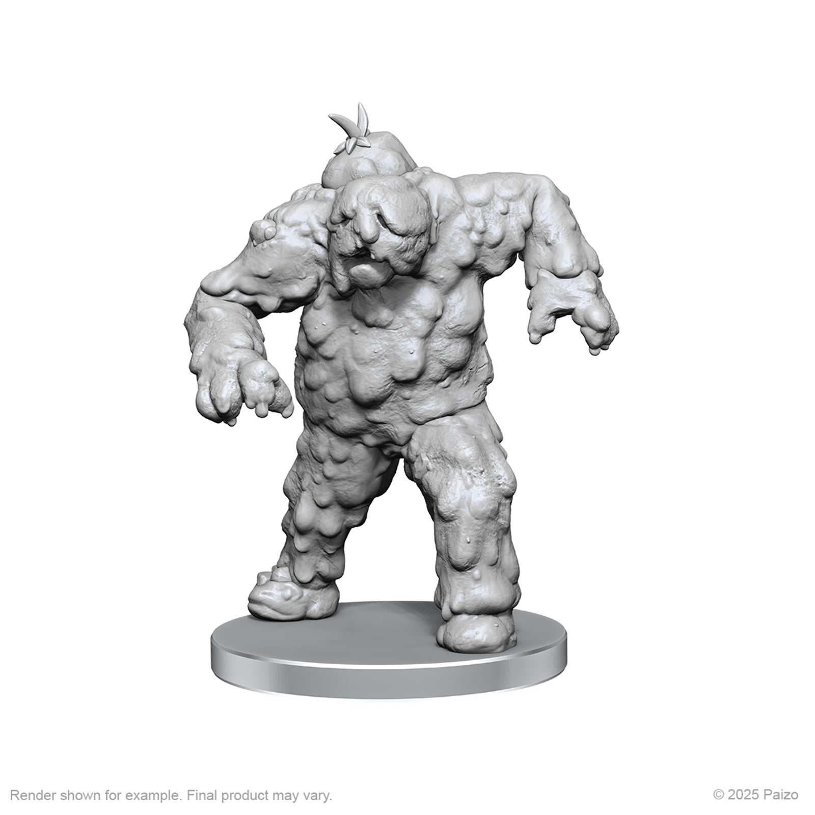 Pathfinder Battles Deep Cuts: Mudwretch & Buso - Gray unpainted miniature of a bulky, mud-covered humanoid figure on a round base.