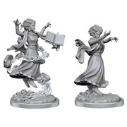 Critical Role: Gilmore’s Fantastic Fabrications: Graviturgy Wizard (PREORDER) - Gray unpainted resin miniature of a wizard casting magic, flowing robes and levitating book on round base.