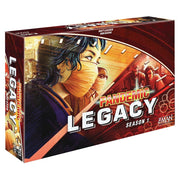 Pandemic: Legacy Season 1 (Red Edition) - Pandemic Legacy Season 1 Red Edition board game box featuring masked characters and intense red tones.