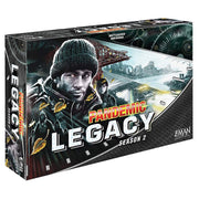 Pandemic: Legacy Season 2 (Black Ed) - Pandemic Legacy Season 2 board game box with moody urban artwork and bold yellow and white title text.