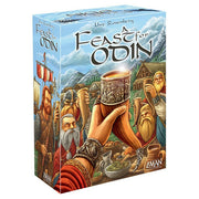 A Feast for Odin - Colorful board game box featuring Viking warriors raising drinks with mountains in the background.