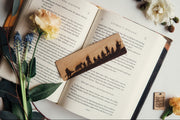 Tolkien Fellowship Wooden Bookmark - Wooden bookmark featuring Tolkien Fellowship silhouette with characters and ring detail.