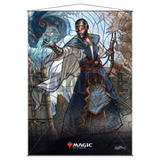 Wall Scroll: Magic the Gathering : Stained Glass Teferi - Wall scroll featuring Magic the Gathering's Teferi in stained glass art style with mystical blue and gold robes.