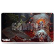 Playmat: Dungeons & Dragons: Waterdeep Dungeon - Dungeons & Dragons playmat featuring a dragon and adventurers in a fiery cavern with lava and stone steps.