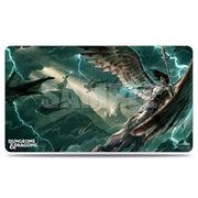 Playmat: Dungeons & Dragons: Princes of the Apocalypse - Fantasy battle scene playmat with winged warrior, dark clouds, and lightning bolts.