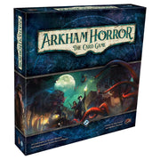 Arkham Horror: The Card Game - Arkham Horror The Card Game box with dark forest scene, investigators, and tentacled monster under moonlight.