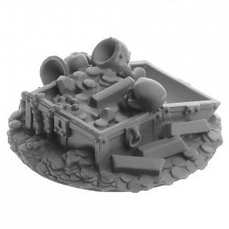 Dark Heaven Legends: Treasure Pile - Detailed miniature treasure pile with coins, gems, chests, and skulls on a textured base.