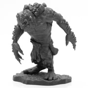 Bones Black: Rock Troll - Black miniature rock troll with muscular body, jagged rocky textures, clawed hands, and loincloth on a textured base.