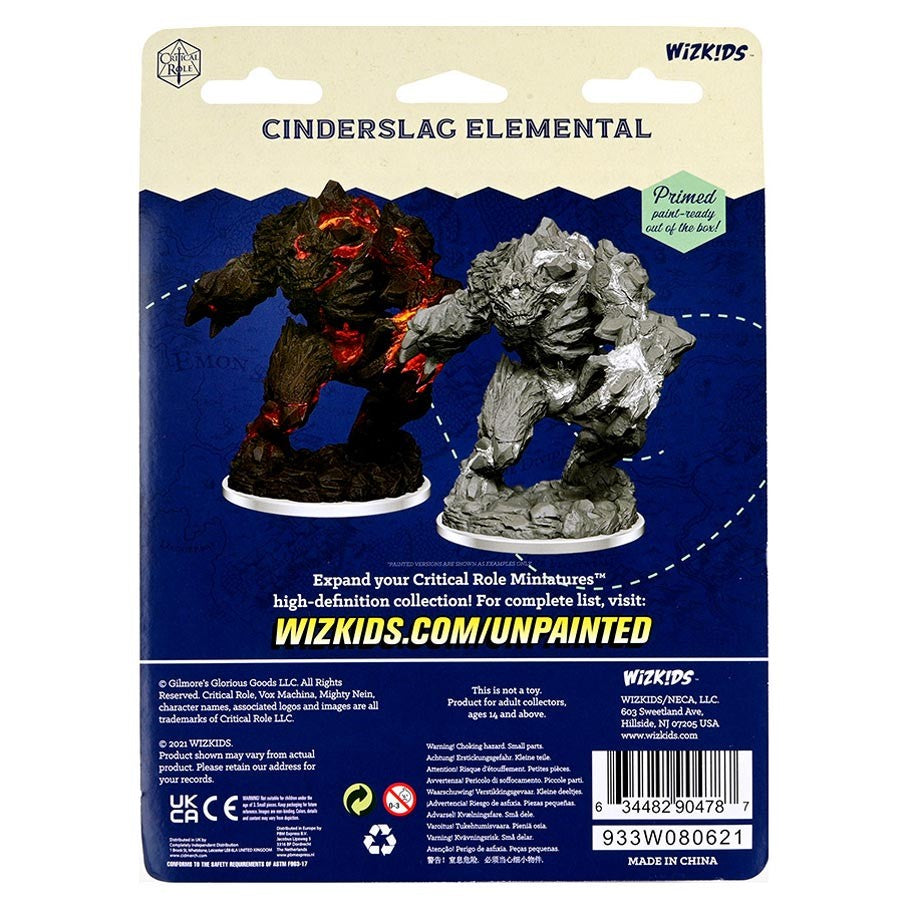 Critical Role Mini: Cinderslag Elemental - Set of two fantasy miniatures depicting Cinderslag Elemental in red and gray, detailed with rocky and molten textures on.